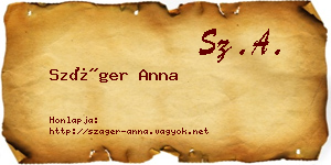 Száger Anna névjegykártya