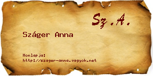 Száger Anna névjegykártya